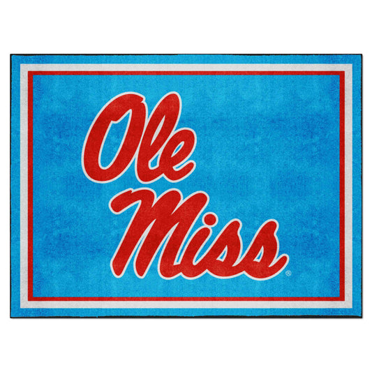Ole Miss Rebels 8ft. x 10 ft. Plush Area Rug, Light Blue Alternate - Ole Miss