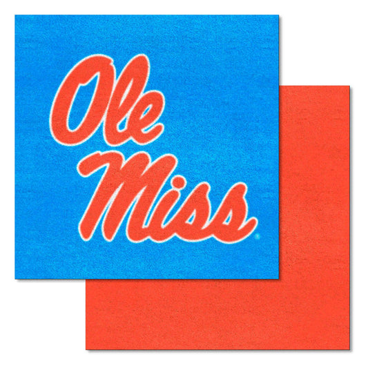 Ole Miss Rebels Team Carpet Tiles - 45 Sq Ft., Light Blue Alternate - Ole Miss