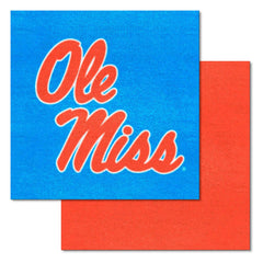 Ole Miss Rebels Team Carpet Tiles - 45 Sq Ft., Light Blue Alternate - Ole Miss