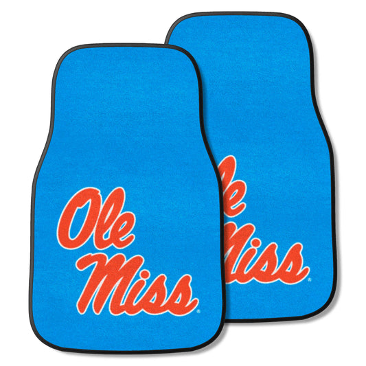 Ole Miss Rebels Front Carpet Car Mat Set - 2 Pieces, Light Blue Alternate - Ole Miss