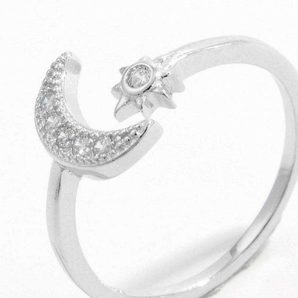 925 Sterling Silver Moon Open Ring - Trendsi - Flyclothing LLC