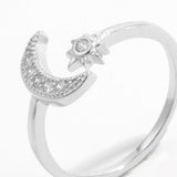 925 Sterling Silver Moon Open Ring - Trendsi