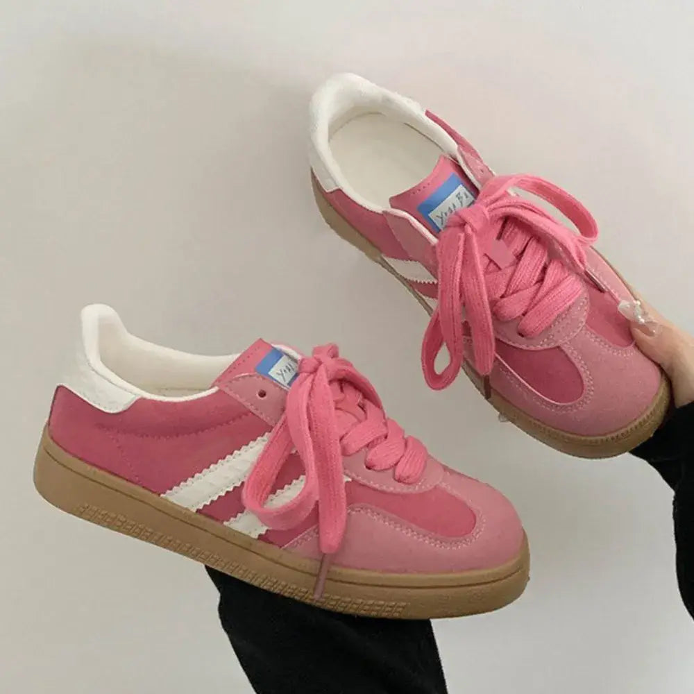 Contrast Round Toe Flat Sneakers - Trendsi - Flyclothing LLC