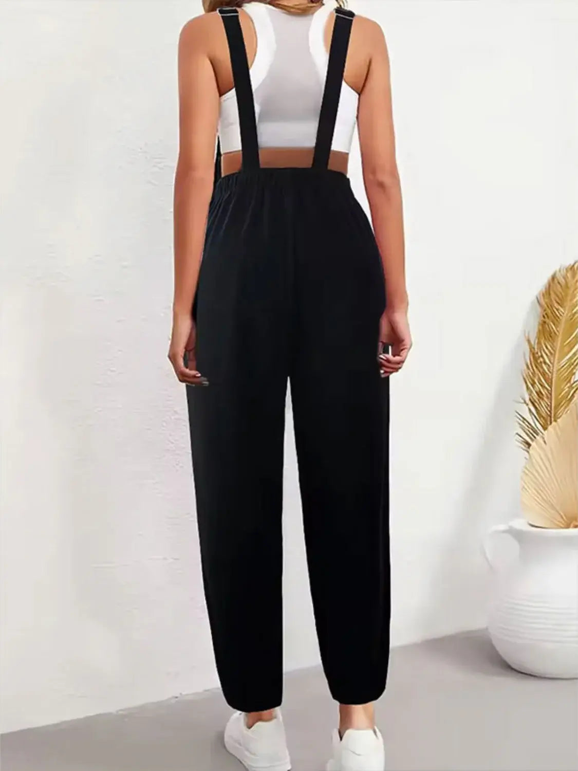 Embroidered Sunflower Wide Strap Overalls with Pockets - Trendsi - Flyclothing LLC