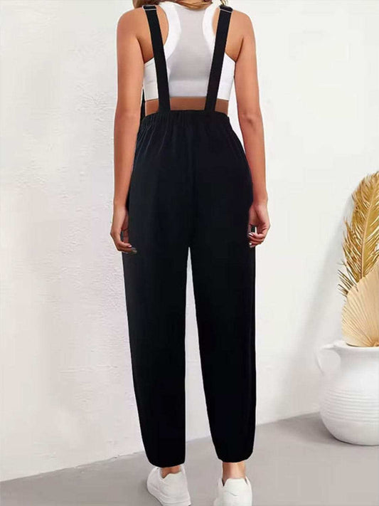 Embroidered Sunflower Wide Strap Overalls with Pockets - Trendsi - Flyclothing LLC