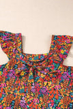 Tied Printed Square Neck Cap Sleeve Blouse - Trendsi - Flyclothing LLC