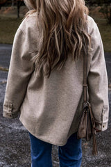Button Up Collared Neck Long Sleeve Jacket - Trendsi - Flyclothing LLC