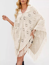 Fringe Openwork Knit Cover Up - Trendsi - Flyclothing LLC