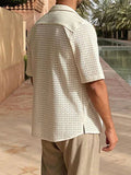 Men's Plus Size Herringbone Eyelet Button Down Knit Shirt - Trendsi