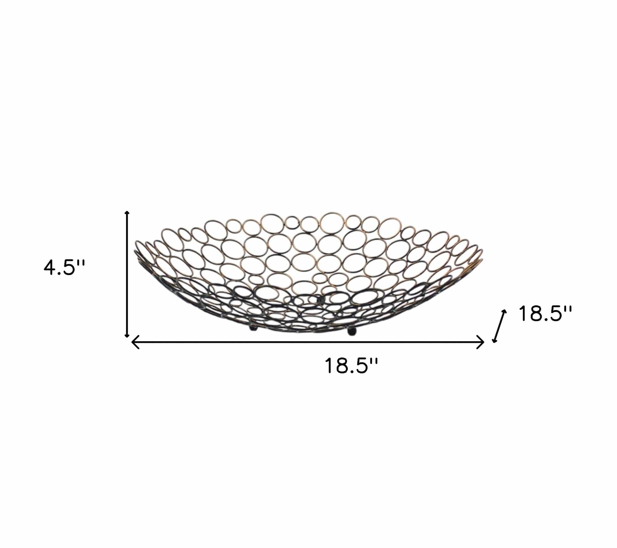 19" Bronze Metal Round Centerpiece Bowl - Homeroots - Flyclothing LLC