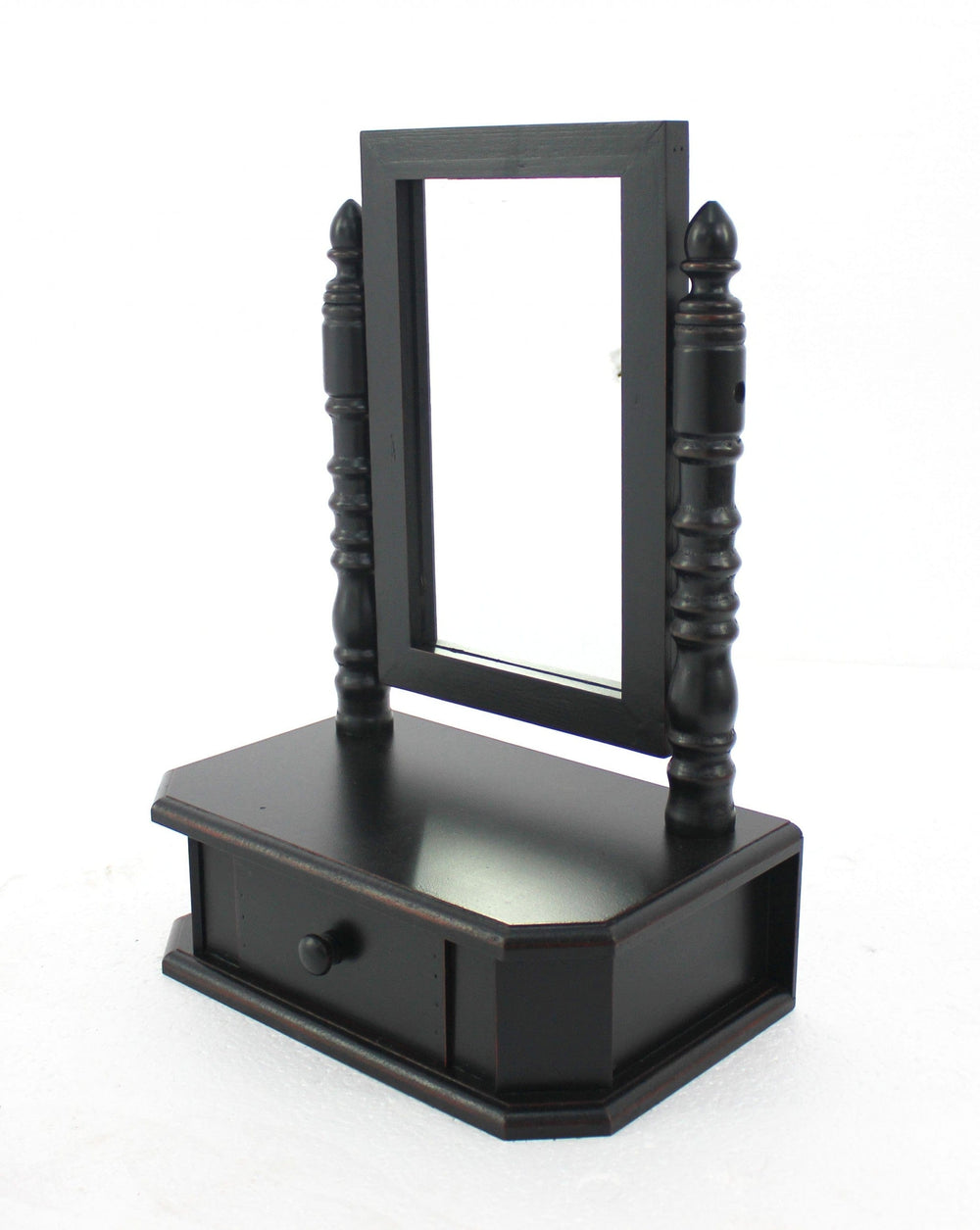 20" Black Wood Framed Makeup Shaving Tabletop Mirror - Homeroots - Flyclothing LLC