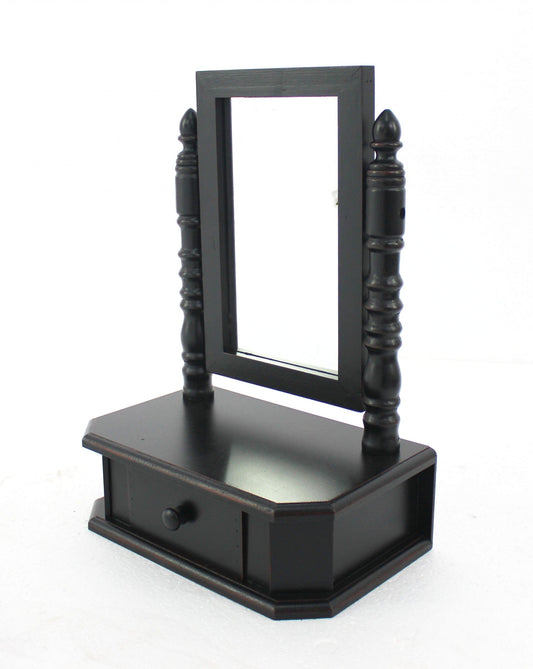 20" Black Wood Framed Makeup Shaving Tabletop Mirror - Homeroots