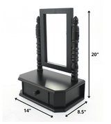 20" Black Wood Framed Makeup Shaving Tabletop Mirror - Homeroots - Flyclothing LLC