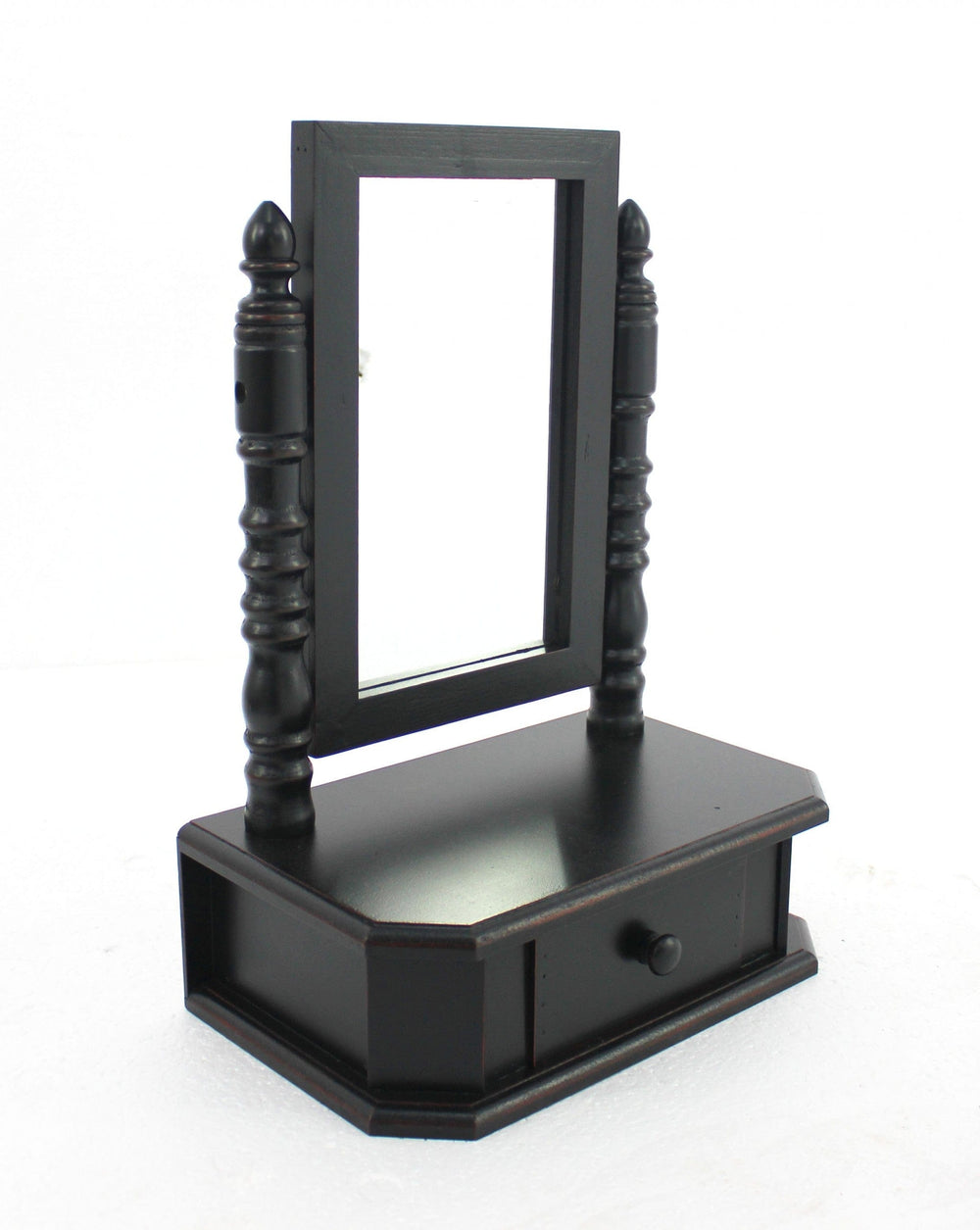 20" Black Wood Framed Makeup Shaving Tabletop Mirror - Homeroots - Flyclothing LLC