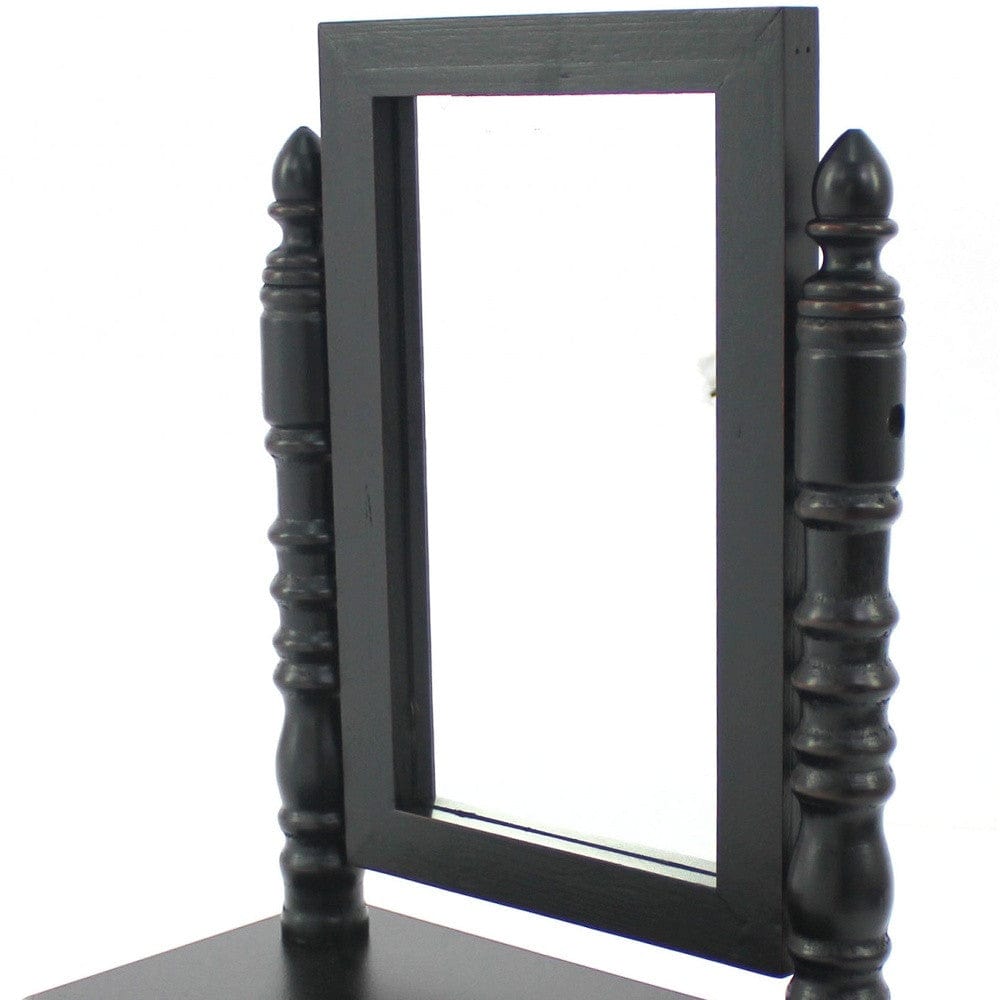 20" Black Wood Framed Makeup Shaving Tabletop Mirror - Homeroots - Flyclothing LLC