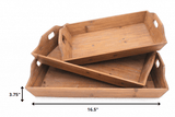 Set of Three Brown Wood Serving Tray - Homeroots - Flyclothing LLC