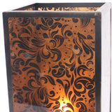 10.25 X 10.25 X 18 Brown Vintage Floral Pattern - Candle Holder - Homeroots