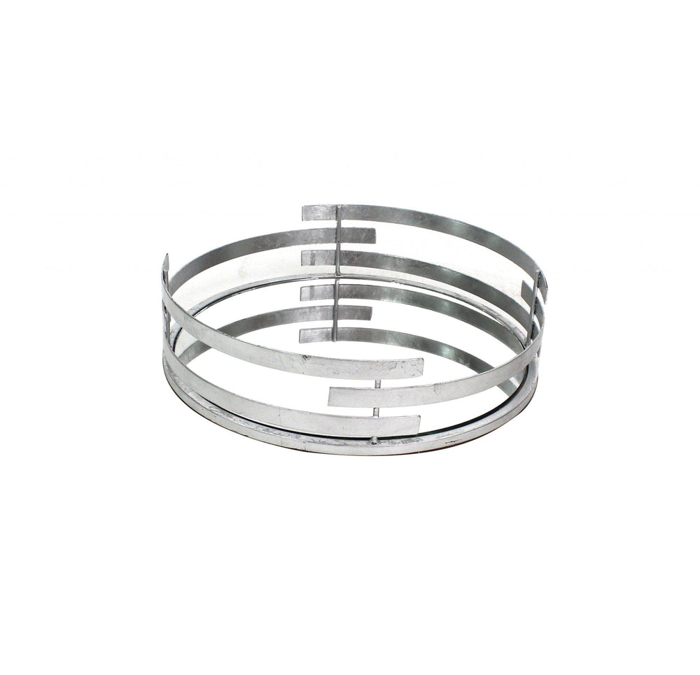 14" Silver Round Metal Geometric Vanity Tray - Homeroots