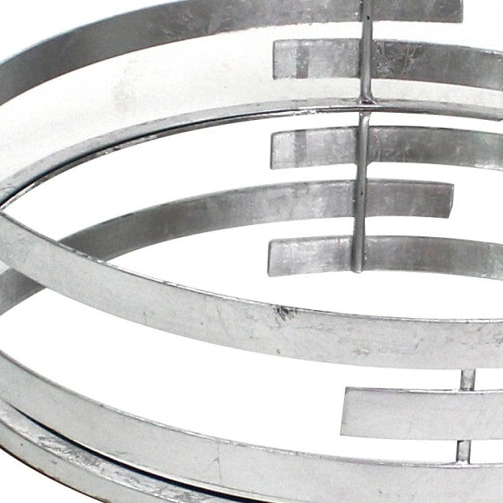 14" Silver Round Metal Geometric Vanity Tray - Homeroots - Flyclothing LLC