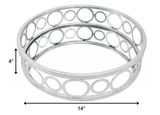 14" Silver Round Metal Geometric Vanity Tray - Homeroots - Flyclothing LLC