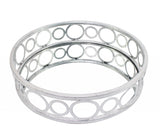 14" Silver Round Metal Geometric Vanity Tray - Homeroots