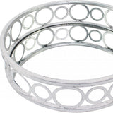 14" Silver Round Metal Geometric Vanity Tray - Homeroots - Flyclothing LLC