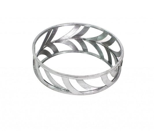 14" Silver Round Metal Geometric Vanity Tray - Homeroots