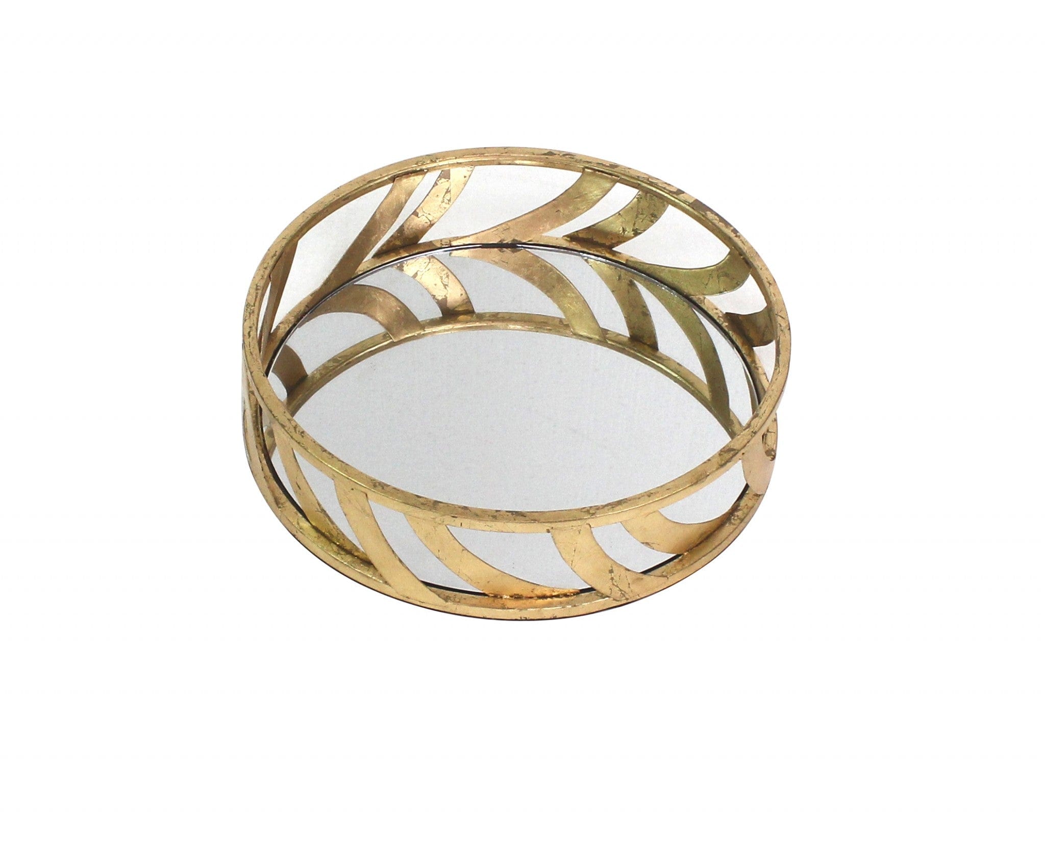 14" Gold Round Metal Geometric Vanity Tray - Homeroots - Flyclothing LLC