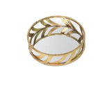 14" Gold Round Metal Geometric Vanity Tray - Homeroots
