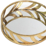 14" Gold Round Metal Geometric Vanity Tray - Homeroots
