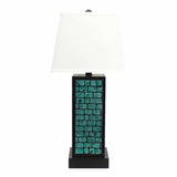31" Black Metal Bedside Lamp With White Empire Shade - Homeroots