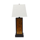 31" Black and Yellow Metal Bedside Table Lamp With White Empire Shade - Homeroots