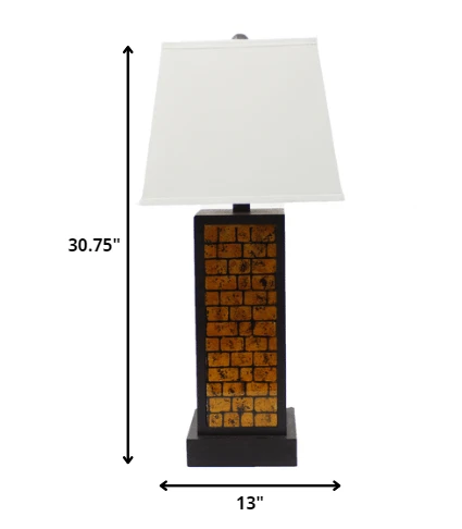 31" Black and Yellow Metal Bedside Table Lamp With White Empire Shade - Homeroots - Flyclothing LLC
