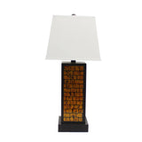 31" Black and Yellow Metal Bedside Table Lamp With White Empire Shade - Homeroots