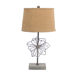11 X 15 X 27.75 Tan Country Cottage With Blooming Flower Pedestal - Table Lamp - Homeroots