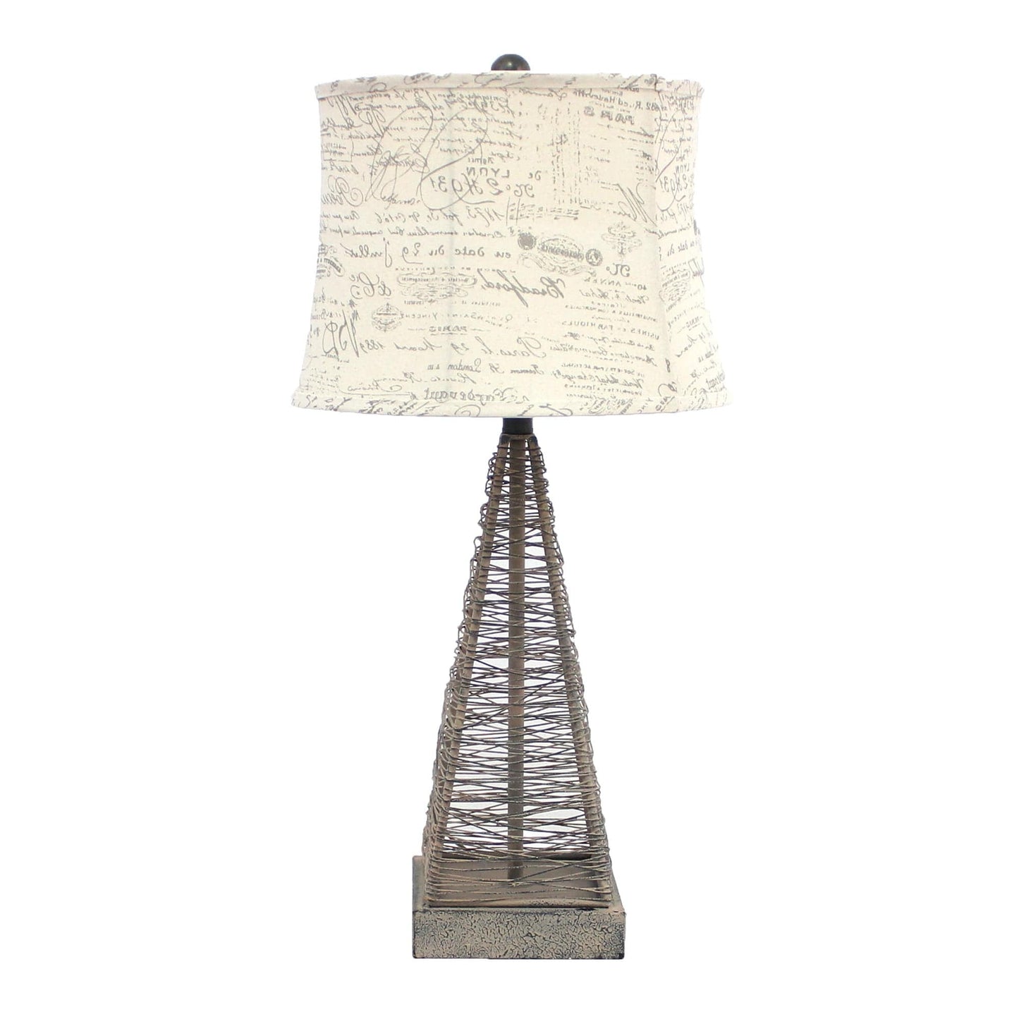 29" Gray Metal Geometric Bedside With White Text Drum Shade - Homeroots - Flyclothing LLC