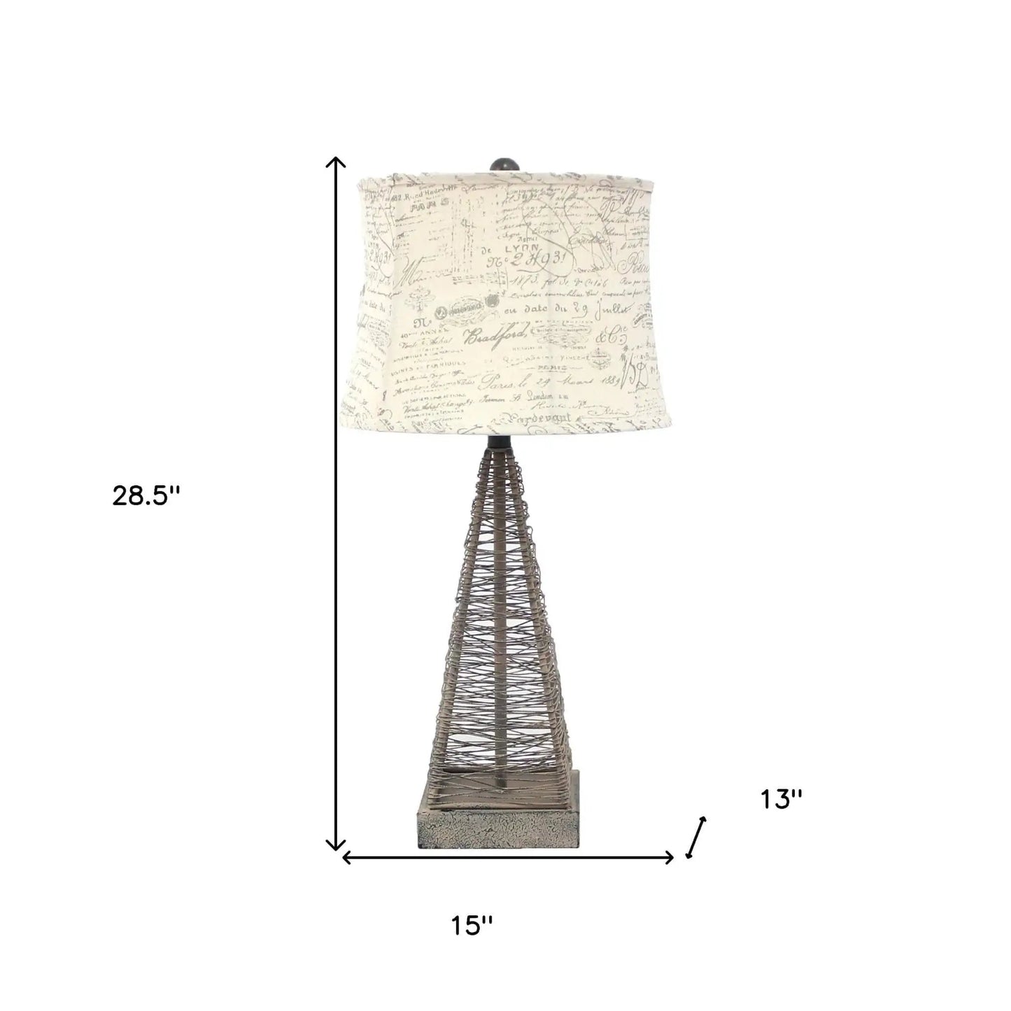 29" Gray Metal Geometric Bedside With White Text Drum Shade - Homeroots - Flyclothing LLC