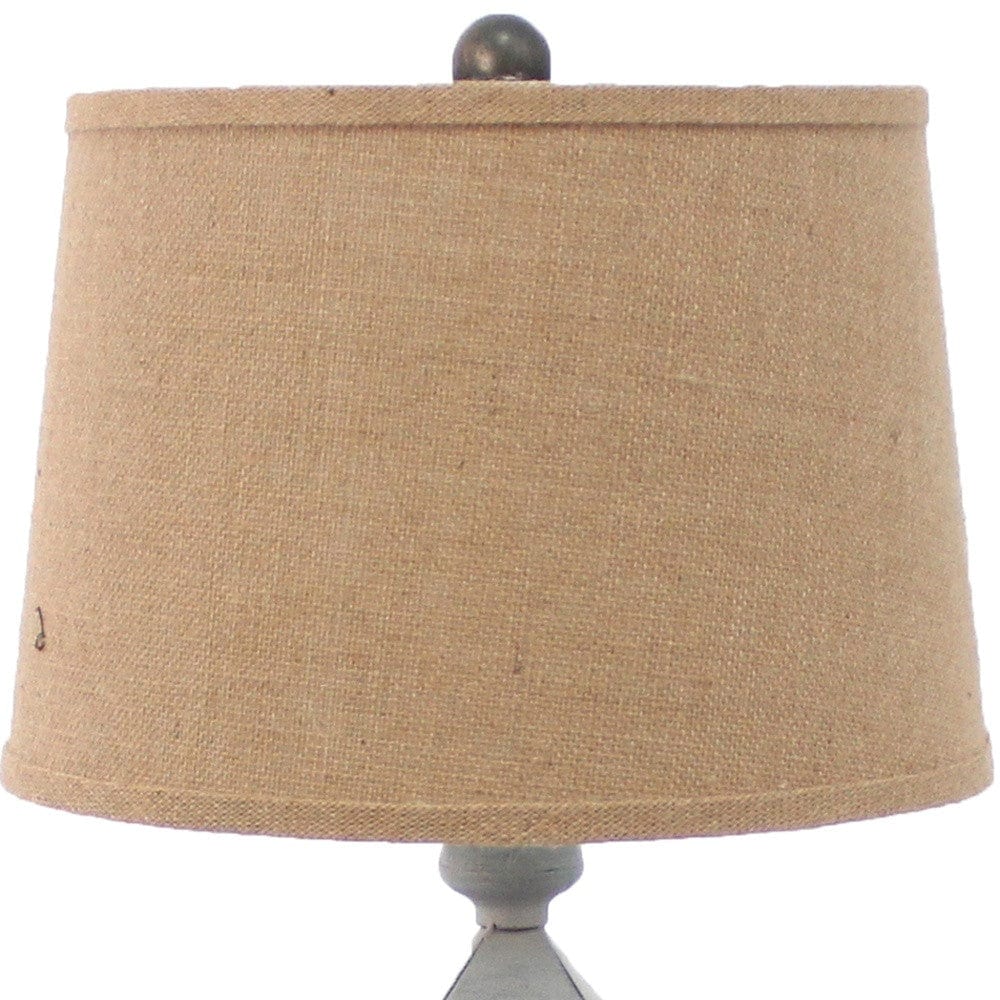 26" Gray Metal Table Lamp With Brown Drum Shade - Homeroots