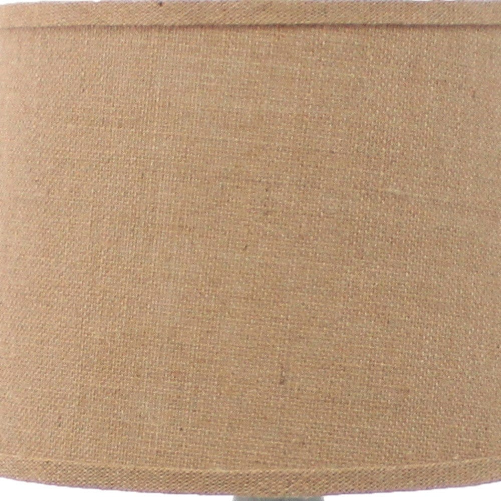 26" Gray Metal Table Lamp With Brown Drum Shade - Homeroots - Flyclothing LLC