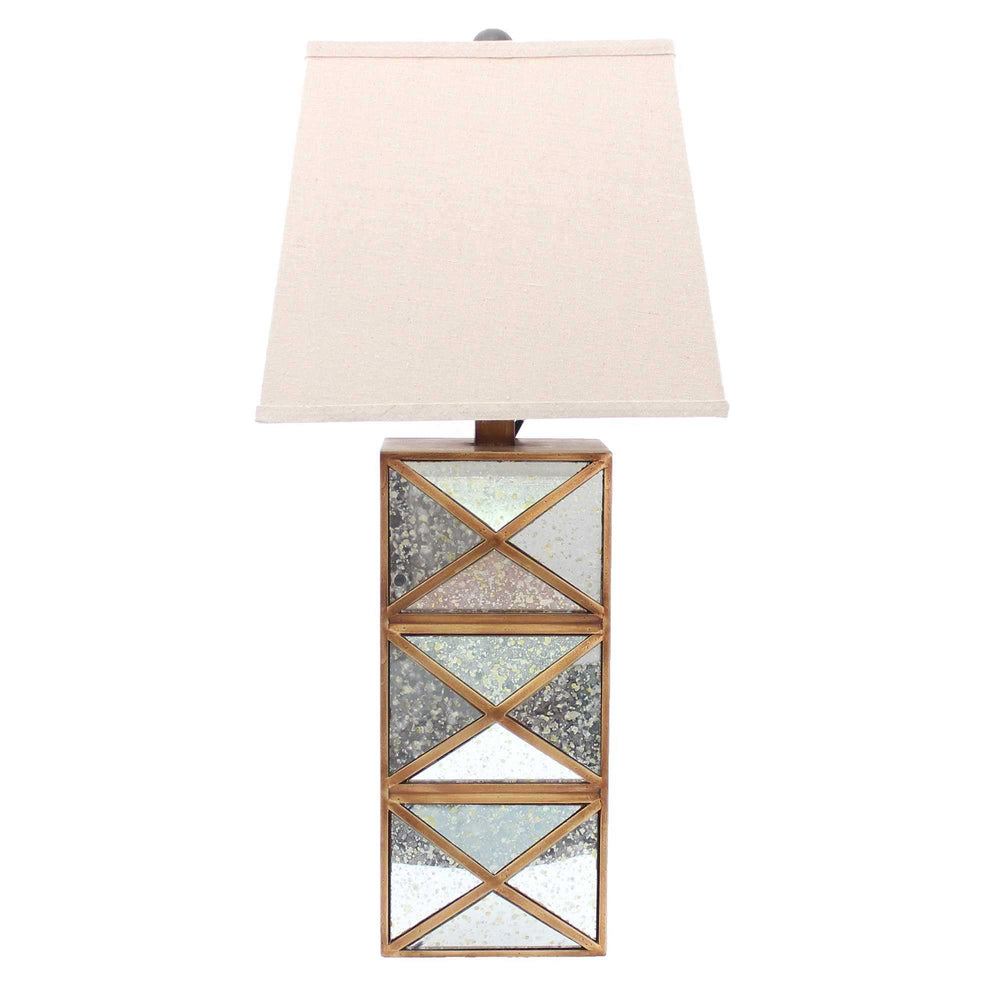 6.25 X 6.75 X 27.5 Gold Modern Illusionary Mirrored Base - Table Lamp - Homeroots - Flyclothing LLC