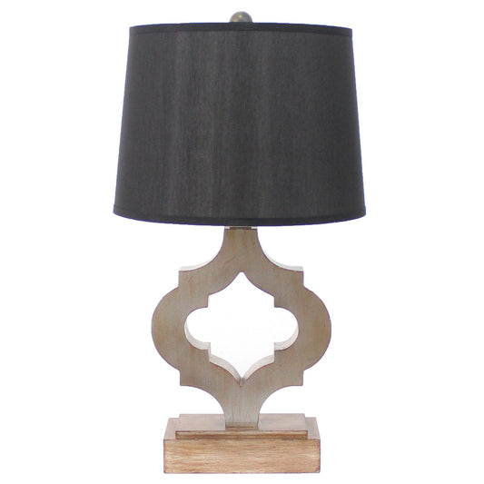 12 X 14 X 25.25 Black Traditional Wooden Linen Shade - Table Lamp - Homeroots