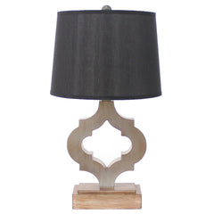 12 X 14 X 25.25 Black Traditional Wooden Linen Shade - Table Lamp - Homeroots