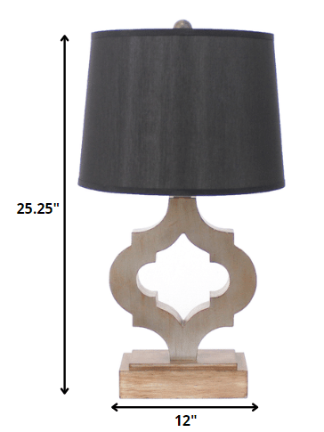 12 X 14 X 25.25 Black Traditional Wooden Linen Shade - Table Lamp - Homeroots