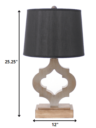 12 X 14 X 25.25 Black Traditional Wooden Linen Shade - Table Lamp - Homeroots - Flyclothing LLC