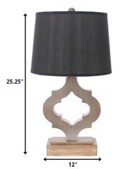 12 X 14 X 25.25 Black Traditional Wooden Linen Shade - Table Lamp - Homeroots