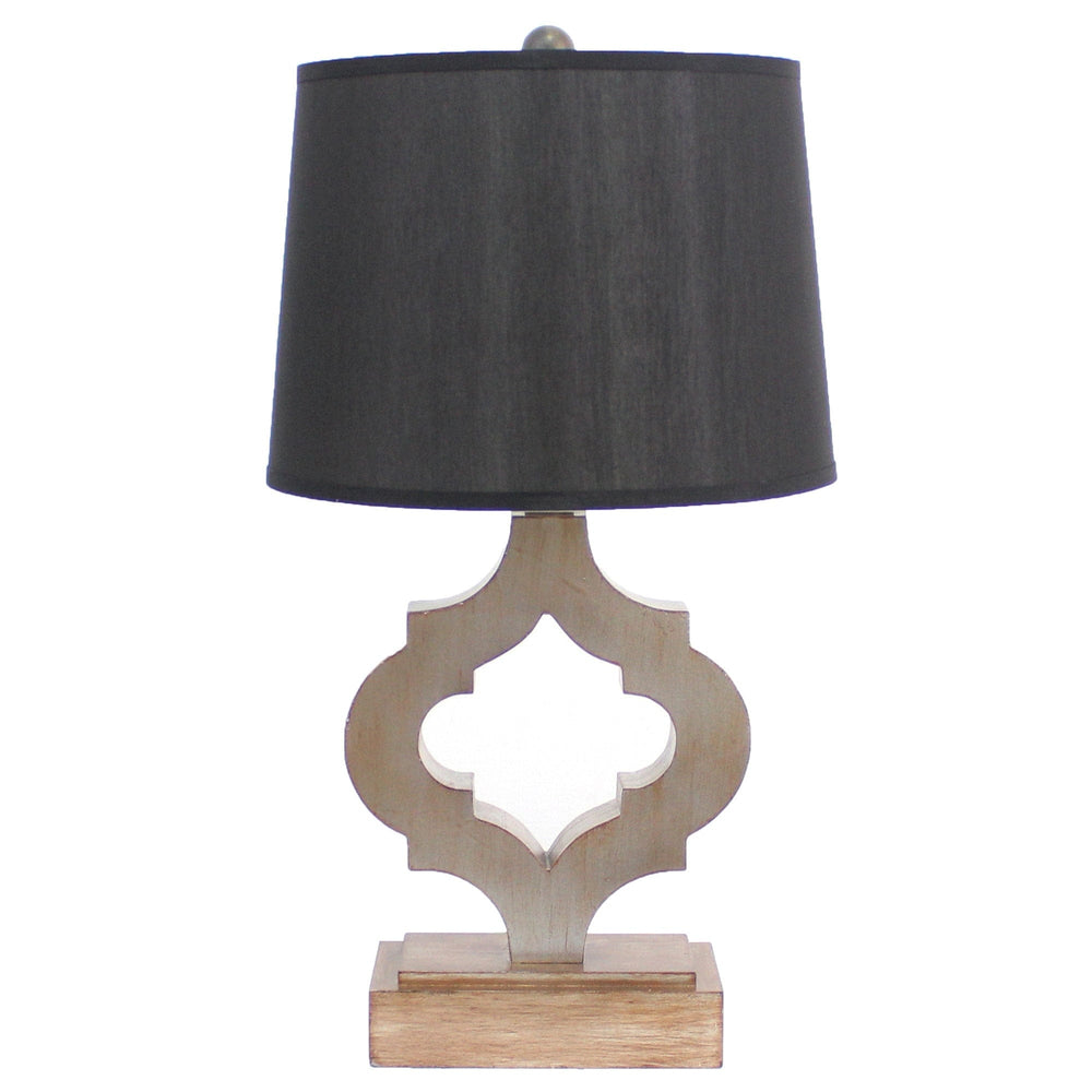 12 X 14 X 25.25 Black Traditional Wooden Linen Shade - Table Lamp - Homeroots - Flyclothing LLC