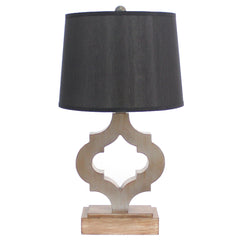 12 X 14 X 25.25 Black Traditional Wooden Linen Shade - Table Lamp - Homeroots