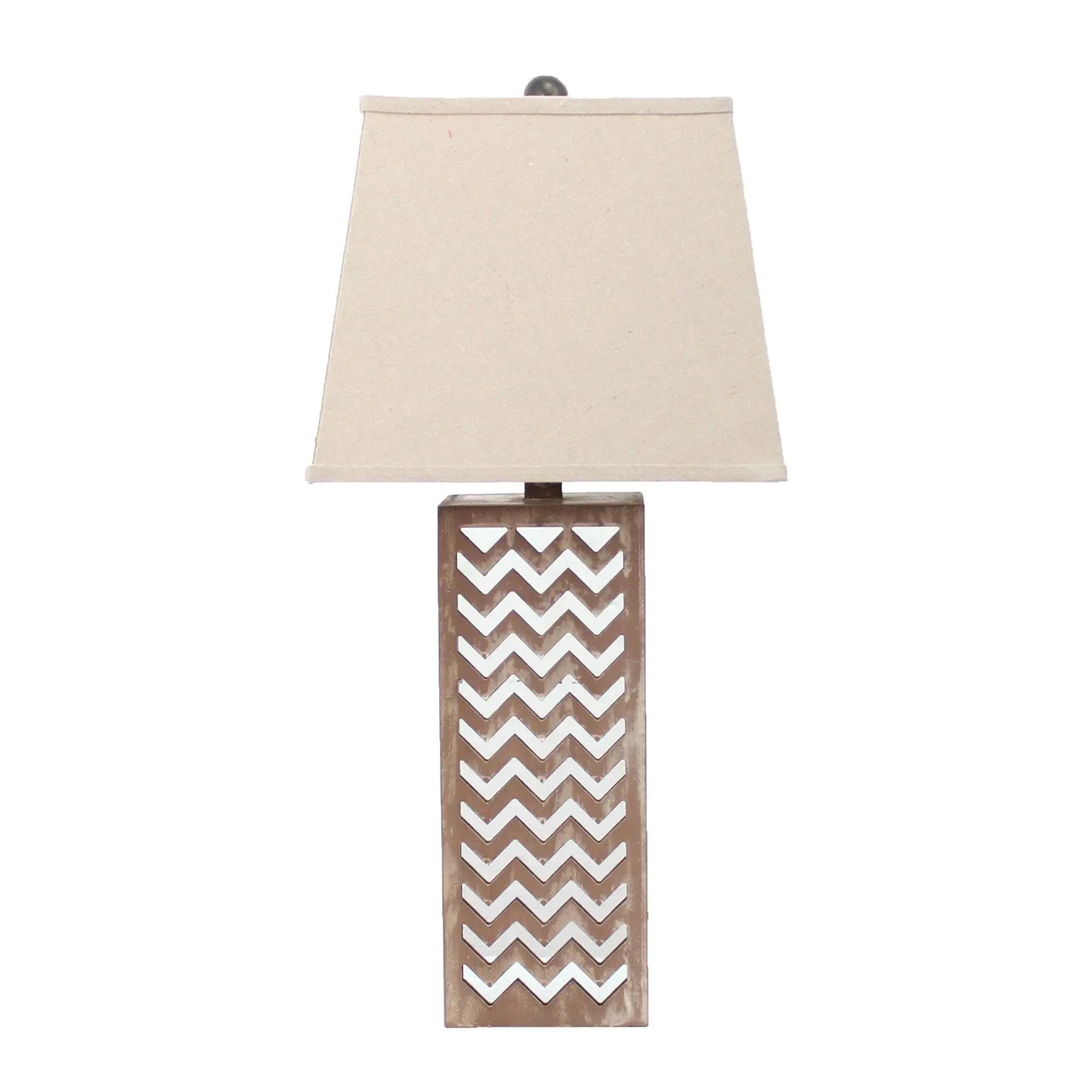6 X 6 X 27.5 Tan Metal Mirror - Table Lamp - Homeroots - Flyclothing LLC