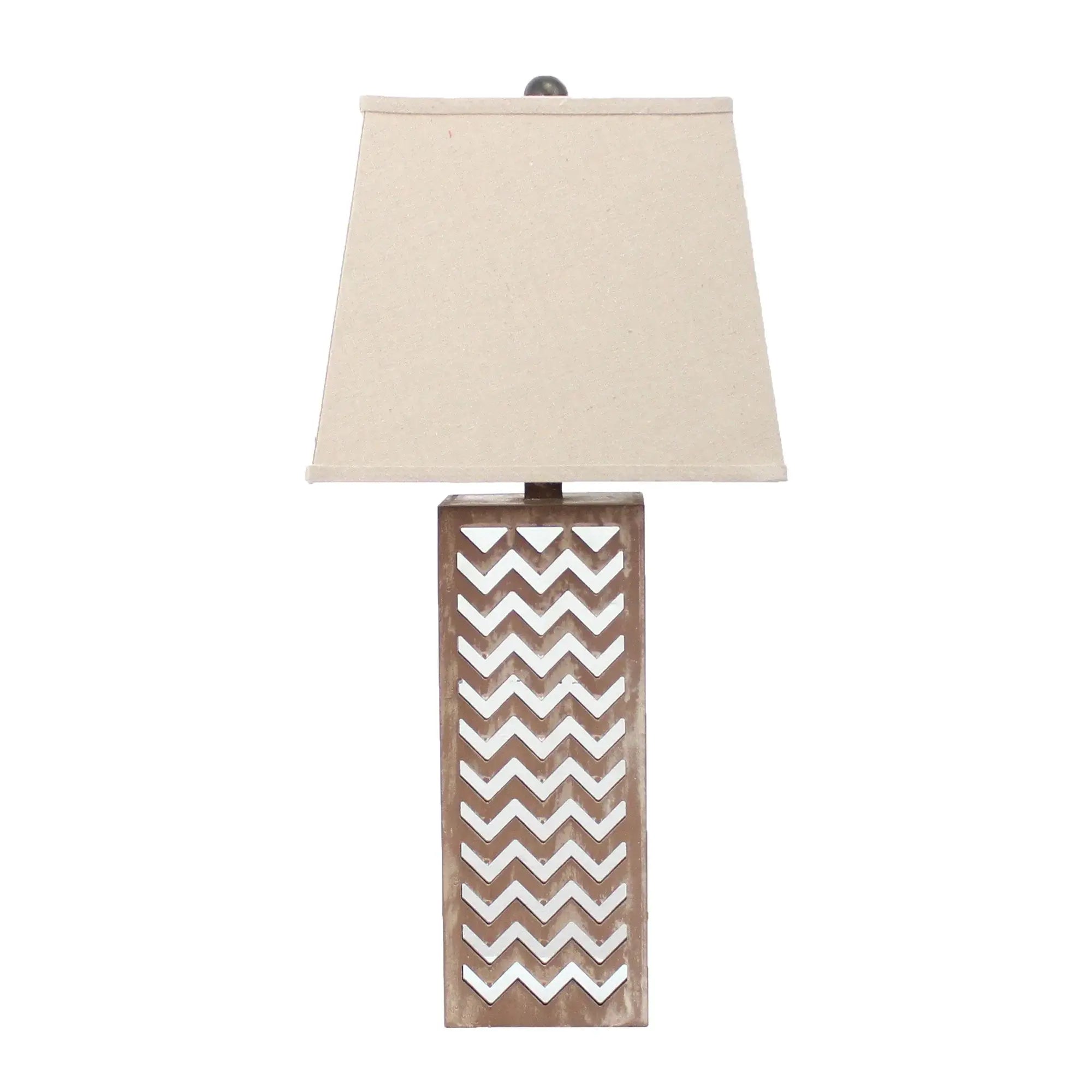 6 X 6 X 27.5 Tan Metal Mirror - Table Lamp - Homeroots - Flyclothing LLC
