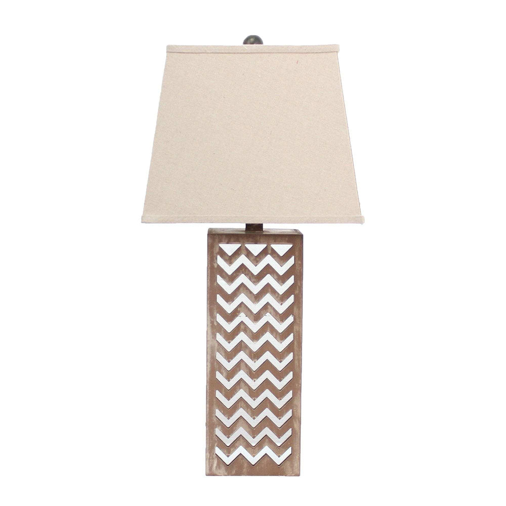6 X 6 X 27.5 Tan Metal Mirror - Table Lamp - Homeroots - Flyclothing LLC